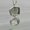 Dije en plata 925 con moldavita natural y cuarzo rutilado