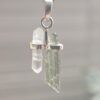 Dije en plata 9.25 con moldavita natural y cuarzo