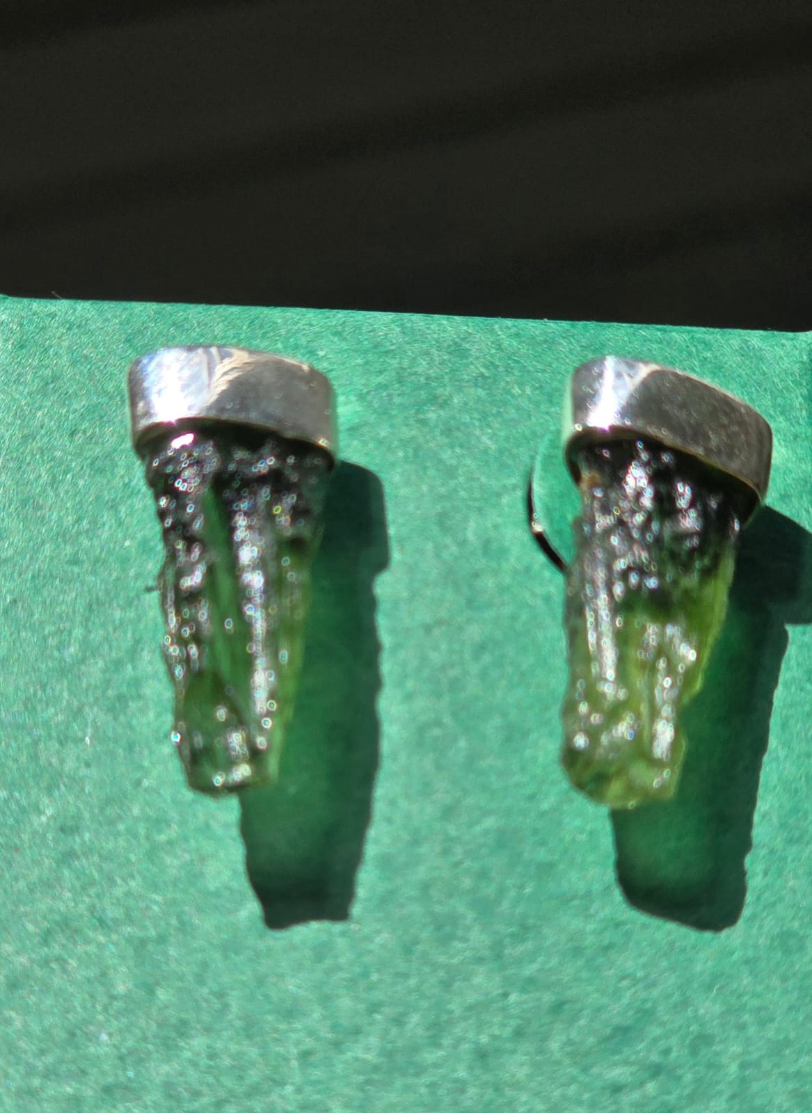 Aretes en plata 9.25 con moldavita natural