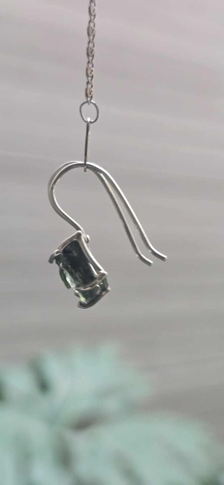 Aretes en plata 9.25 con moldavita natural