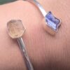 Pulsera en plata 9.25 con tanzanita + topacio dorado