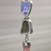 Dije en plata 9.25 con moldavita natural + tanzanita + topacio rosa
