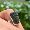 Anillo en plata 9.25 con moldavita natural